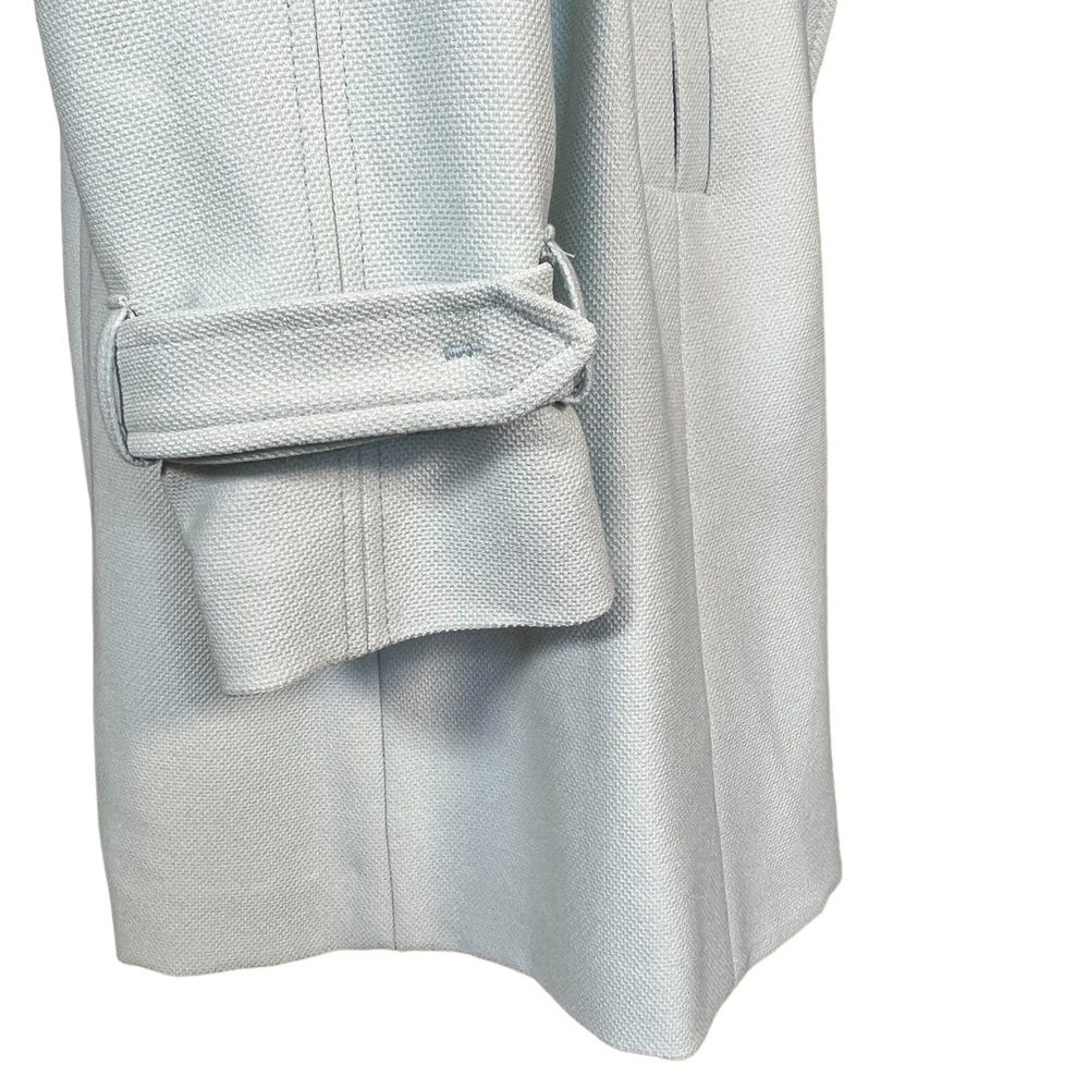 Tahari Trench Style Belted Textured Mint Blue Coat Size Medium EUC - Picture 5 of 13